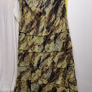 NIC+ZOE Green Brown Printed Skirt